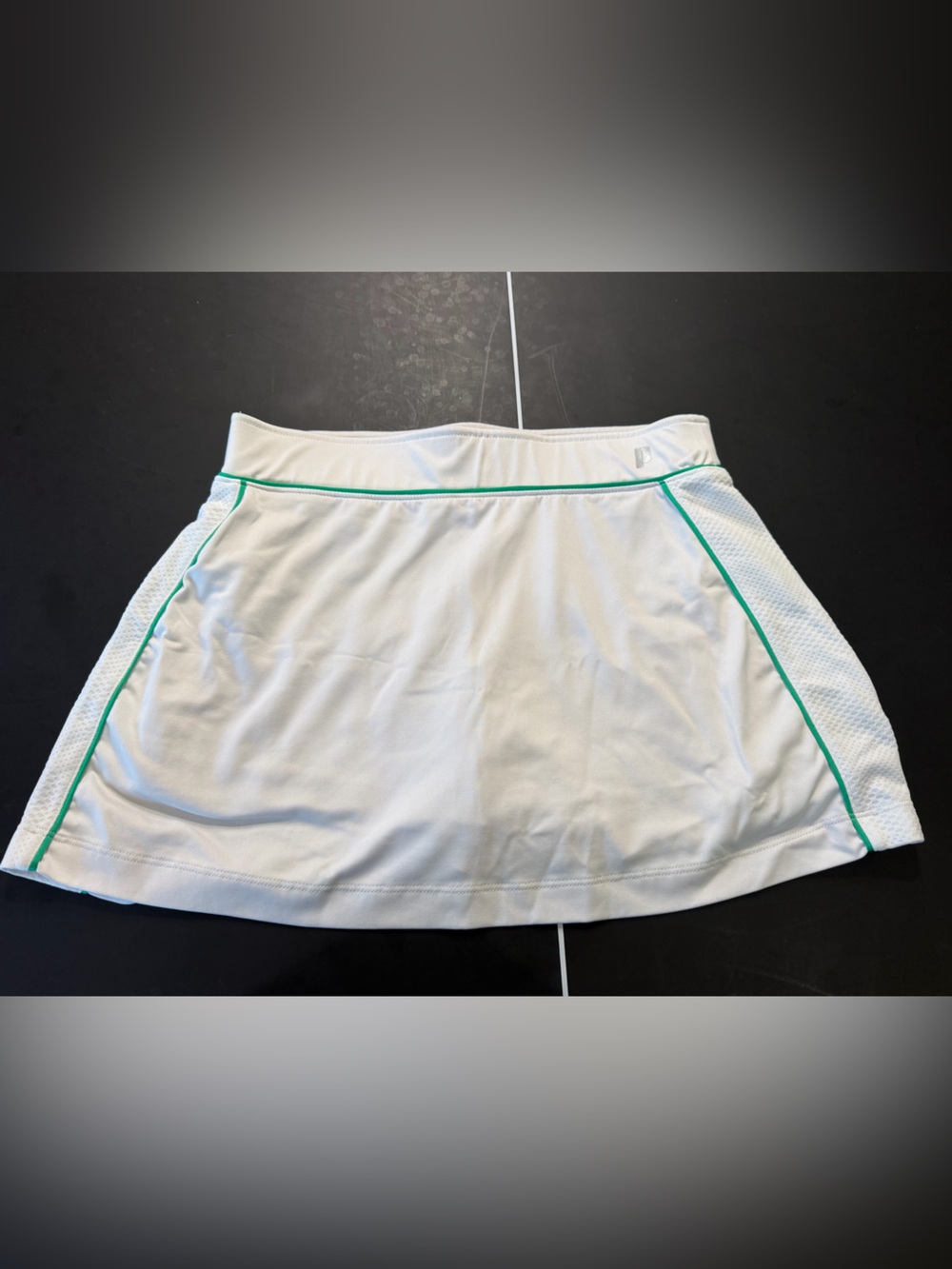 Prince White Athletic Skort with Green Piping